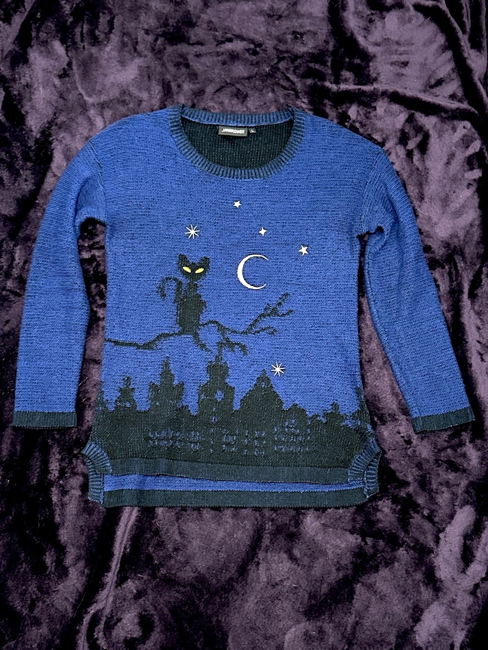 Jawbreaker Blue Cat & Moon Knit Sweater